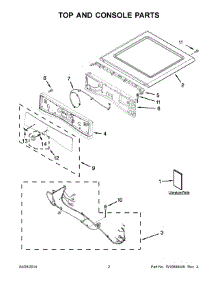 02 - Top And Console Parts parts for Whirlpool Dryer WGD97HEDBD0 from AppliancePartsPros.com