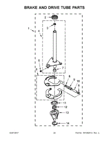 13 - Brake And Drive Tube Parts parts for Whirlpool Laundry Center WGTLV27FW0 from AppliancePartsPros.com