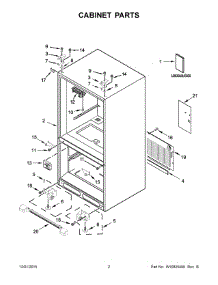 02 - Cabinet Parts parts for Whirlpool Refrigerator WRF532SNBW01 from AppliancePartsPros.com