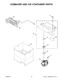 10 - Icemaker And Ice Container Parts parts for Whirlpool Refrigerator WRF736SDAW14 from AppliancePartsPros.com