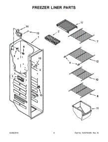 05 - Freezer Liner Parts parts for Whirlpool Refrigerator WRS3L5FNDH00 from AppliancePartsPros.com