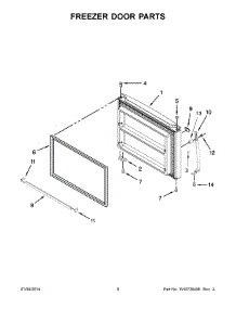 05 - Freezer Door Parts parts for Whirlpool Refrigerator WRT3L1SZYW01 from AppliancePartsPros.com