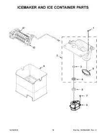 10 - Icemaker And Ice Container Parts parts for Whirlpool Refrigerator WRX988SIBM01 from AppliancePartsPros.com