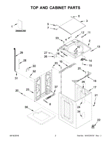 02 - Top And Cabinet Parts parts for Whirlpool Laundry Center WTW8500DC0 from AppliancePartsPros.com