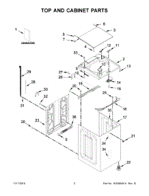 02 - Top And Cabinet Parts parts for Whirlpool Laundry Center WTW8500DC1 from AppliancePartsPros.com