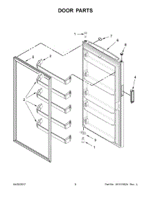 04 - Door Parts parts for Whirlpool Freezer WZF34X16DW01 from AppliancePartsPros.com