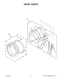 05 - Door Parts parts for Whirlpool Dryer YWED81HEDW1 from AppliancePartsPros.com