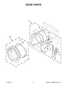 05 - Door Parts parts for Whirlpool Dryer YWED87HEDW1 from AppliancePartsPros.com