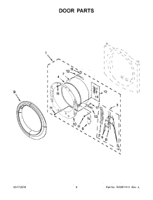 05 - Door Parts parts for Whirlpool Dryer YWED90HEFW0 from AppliancePartsPros.com