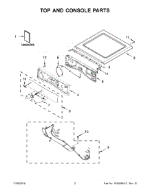 02 - Top And Console Parts parts for Whirlpool Laundry Center YWED9290FW0 from AppliancePartsPros.com