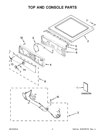 02 - Top And Console Parts parts for Whirlpool Dryer YWED97HEDBD0 from AppliancePartsPros.com