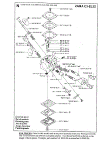Carburetor Zama C3-El32 parts for Husqvarna Chainsaw 340 from AppliancePartsPros.com