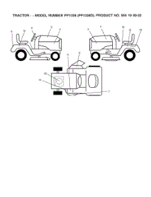 Decals parts for Poulan Riding Mower Tractor PP1338D from AppliancePartsPros.com