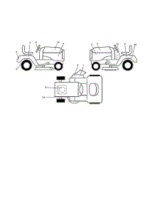 Decals parts for Poulan Riding Mower Tractor PR20H42STD from AppliancePartsPros.com