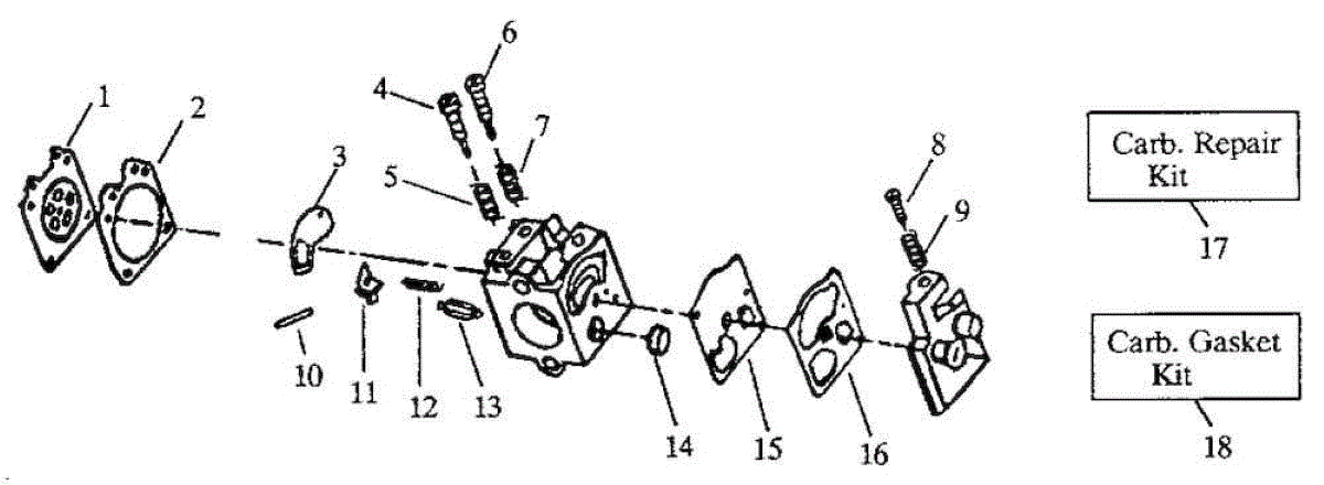 Parts for Weedeater GTI17XP: Carburetor Assembly P / N 530-035259
