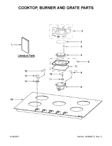 Cooktop, Burner And Grate Parts parts for Jenn-Air Gas Cooktop JGC2536EB00 from AppliancePartsPros.com