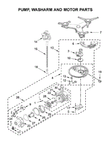 Pump, Washarm And Motor Parts parts for Kitchenaid Dishwasher KDTM704ESS3 from AppliancePartsPros.com