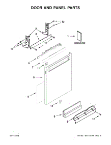 Door And Panel Parts parts for Kitchenaid Dishwasher KDPM354GBS0 from AppliancePartsPros.com