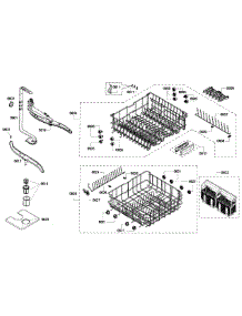 Baskets parts for Thermador Dishwasher DWHD410HPR/60 from AppliancePartsPros.com