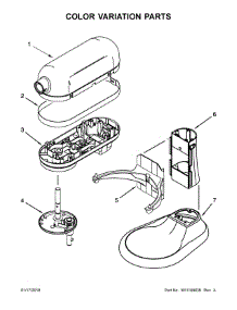 Color Variation Parts parts for Kitchenaid Stand Mixer KG25H1XMC5 from AppliancePartsPros.com