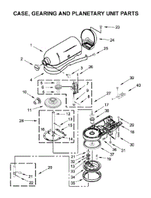Case, Gearing And Planetary Unit Parts parts for Kitchenaid Stand Mixer 5KSM180RCBMB0 from AppliancePartsPros.com