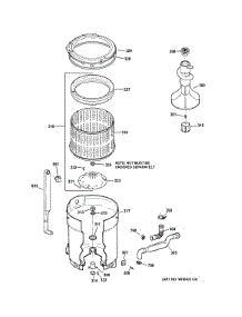 Tub, Basket & Agitator parts for Hot Point Top-Load Washer HTWP1400F1WW from AppliancePartsPros.com