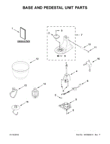 Base And Pedestal Unit Parts parts for Kitchenaid Stand Mixer 7KSM3311XZBM0 from AppliancePartsPros.com