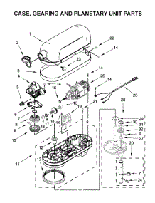 Case, Gearing And Planetary Unit Parts parts for Kitchenaid Stand Mixer KP26M1XMH5 from AppliancePartsPros.com