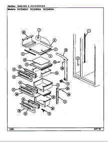 Shelves & Accessories (Rc224rda / Ds37a) (Rc224rda / Ds37b) (Rc224rdk / Ds35a) (Rc224rdv / Ds36a) (Rc224rdv / Ds36b) parts for Magic Chef Refrigerator RC224RDA/DS36A from AppliancePartsPros.com