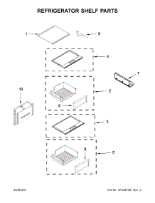 Refrigerator Shelf Parts parts for Jenn-Air Side-By-Side Refrigerator JS42SSDUDE01 from AppliancePartsPros.com
