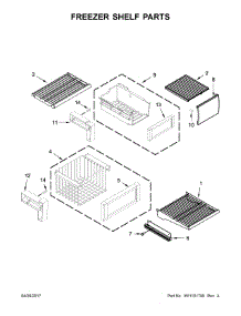 Freezer Shelf Parts parts for Jenn-Air Side-By-Side Refrigerator JS48NXFXDE01 from AppliancePartsPros.com