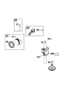 Crankshaft parts for Briggs & Stratton Lawn & Garden Engine 093J02-0139-F1 from AppliancePartsPros.com