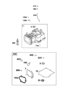 Cylinder parts for Briggs & Stratton Lawn & Garden Engine 093J02-0139-F1 from AppliancePartsPros.com