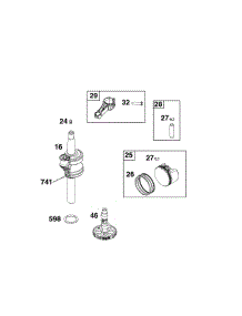 Crankshaft parts for Briggs & Stratton Lawn & Garden Engine 09P702-0243-F1 from AppliancePartsPros.com