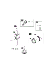 Crankshaft parts for Briggs & Stratton Lawn & Garden Engine 09P702-0244-F1 from AppliancePartsPros.com