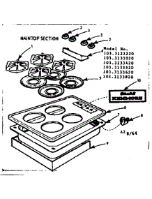 Main Top Section parts for Kenmore Gas Range 103.3133820 (1033133820, 103 3133820) from AppliancePartsPros.com