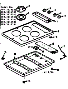 Main Top Section parts for Kenmore Gas Range 103.3136581 (1033136581, 103 3136581) from AppliancePartsPros.com
