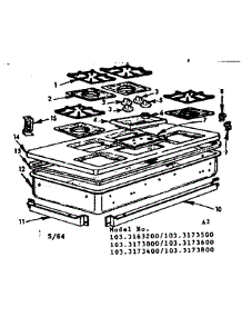 Counter Top Section parts for Kenmore Gas Range 103.3173000 (1033173000, 103 3173000) from AppliancePartsPros.com