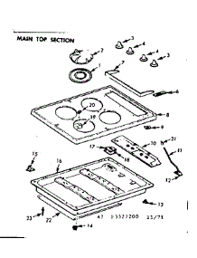 Main Top Section parts for Kenmore Gas Range 103.3327200 (1033327200, 103 3327200) from AppliancePartsPros.com