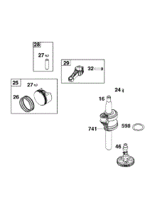 Crankshaft parts for Briggs & Stratton Lawn & Garden Engine 104M02-0250-F1 from AppliancePartsPros.com