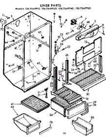 Liner Parts parts for Kenmore Refrigerator 106.7649910 (1067649910, 106 7649910) from AppliancePartsPros.com