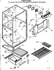 Liner Parts parts for Kenmore Refrigerator 106.7653110 (1067653110, 106 7653110) from AppliancePartsPros.com