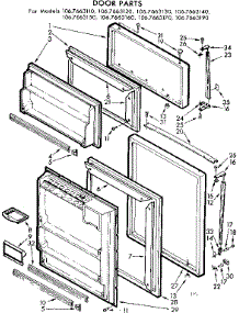 Door Parts parts for Kenmore Refrigerator 106.7663190 (1067663190, 106 7663190) from AppliancePartsPros.com