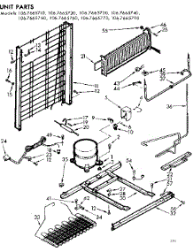 Unit Parts parts for Kenmore Refrigerator 106.7665710 (1067665710, 106 7665710) from AppliancePartsPros.com