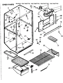 Liner Parts parts for Kenmore Refrigerator 106.7667760 (1067667760, 106 7667760) from AppliancePartsPros.com