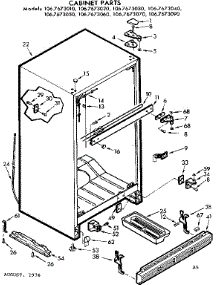 Cabinet Parts parts for Kenmore Refrigerator 106.7673020 (1067673020, 106 7673020) from AppliancePartsPros.com