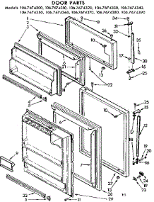 Door Parts parts for Kenmore Refrigerator 106.7674380 (1067674380, 106 7674380) from AppliancePartsPros.com