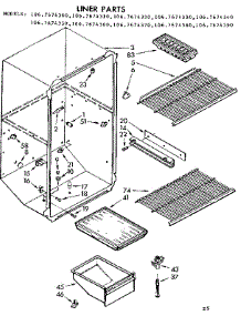 Liner Parts parts for Kenmore Refrigerator 106.7674380 (1067674380, 106 7674380) from AppliancePartsPros.com