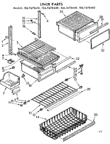 Liner Parts parts for Kenmore Refrigerator 106.7678410 (1067678410, 106 7678410) from AppliancePartsPros.com