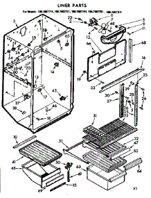 Liner Parts parts for Kenmore Refrigerator 106.7687711 (1067687711, 106 7687711) from AppliancePartsPros.com